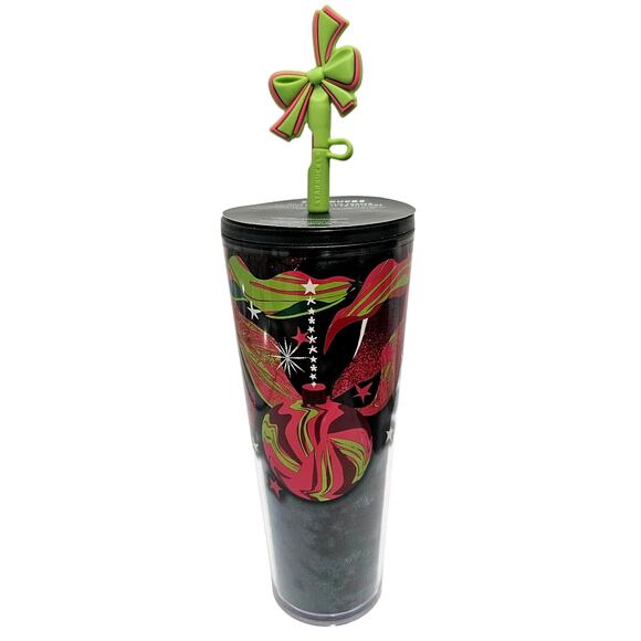 Starbucks 2023 Holiday Velvet Ornament Tumbler With Straw Topper 24 Oz Venti New - Picture 1 of 7